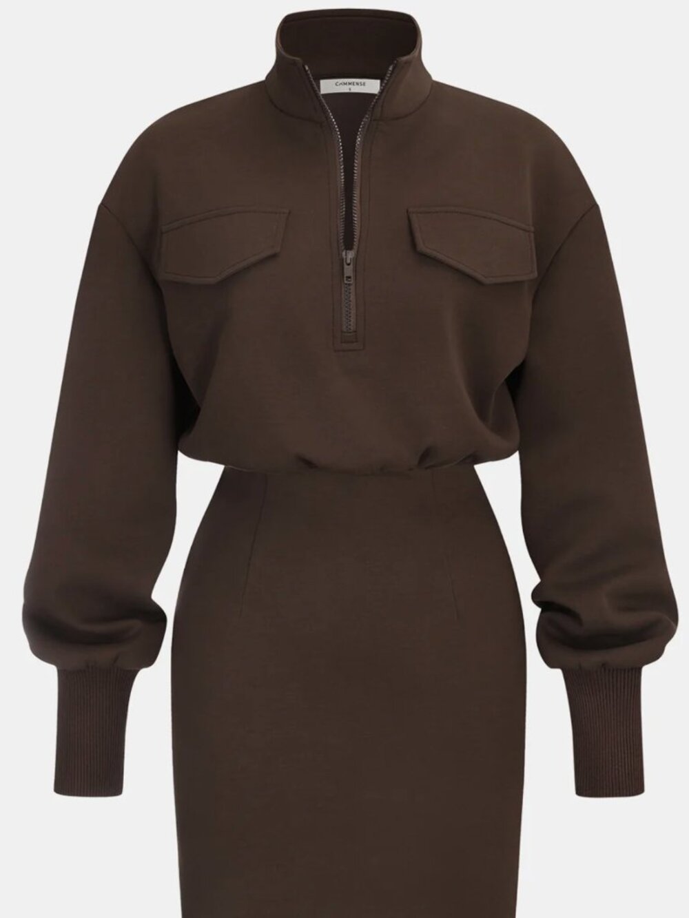 Commense Half Zip Sweatshirt Mini Dress